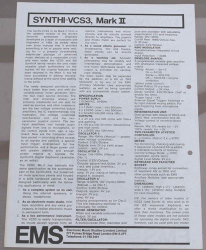 Ems-3x promo leaflets inc Synthi Hi-Fli